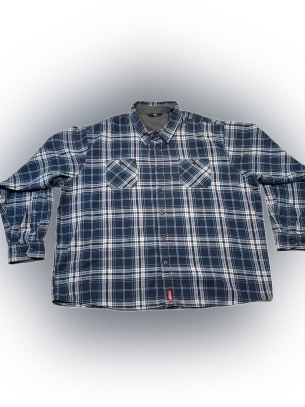 Wrangler Blue and White Plaid Flannel Long-Sleeve Button Shirt Size 3XL